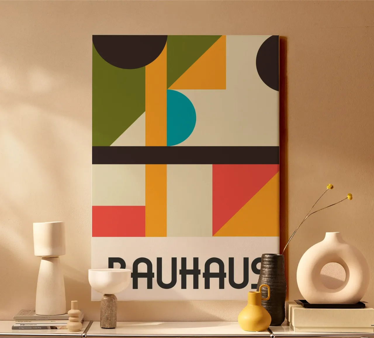 Bauhaus Geometric Shapes Complex Abstract Color Print lienzo de Grungeo