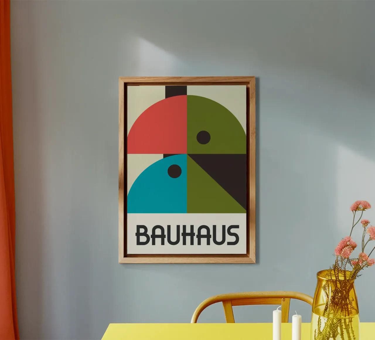 Bauhaus Uccello astratto Forme geometriche | Colore metà secolo alluminio dibond da Grungeo