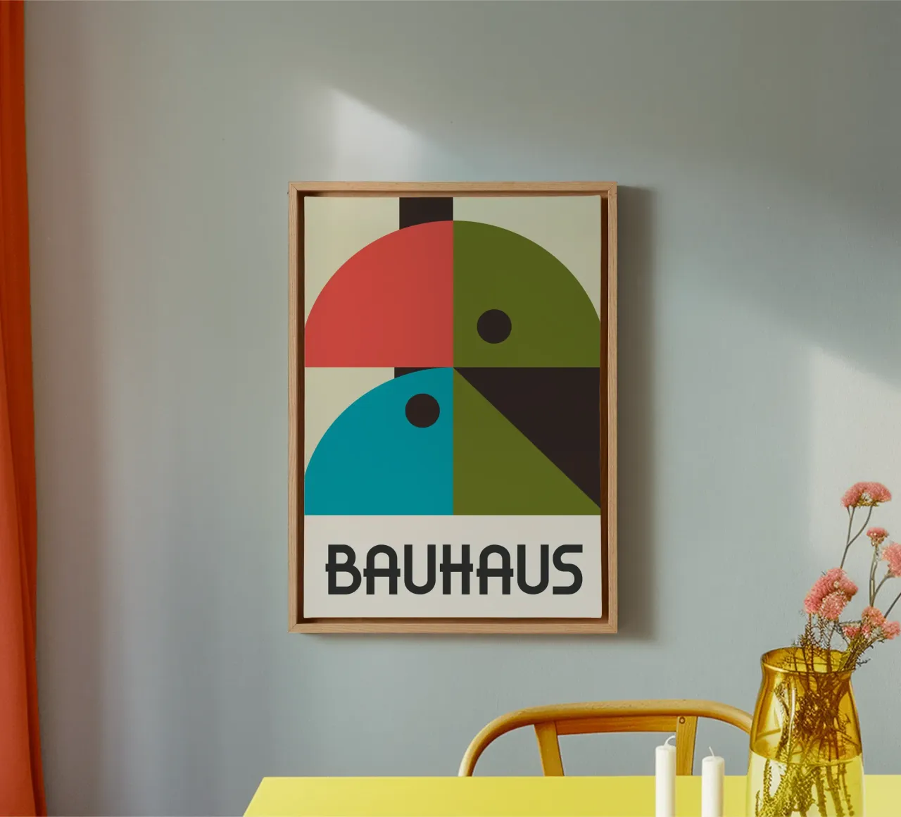 Bauhaus Pájaro Abstracto Formas Geométricas | Color Mediados de Siglo lienzo de Grungeo
