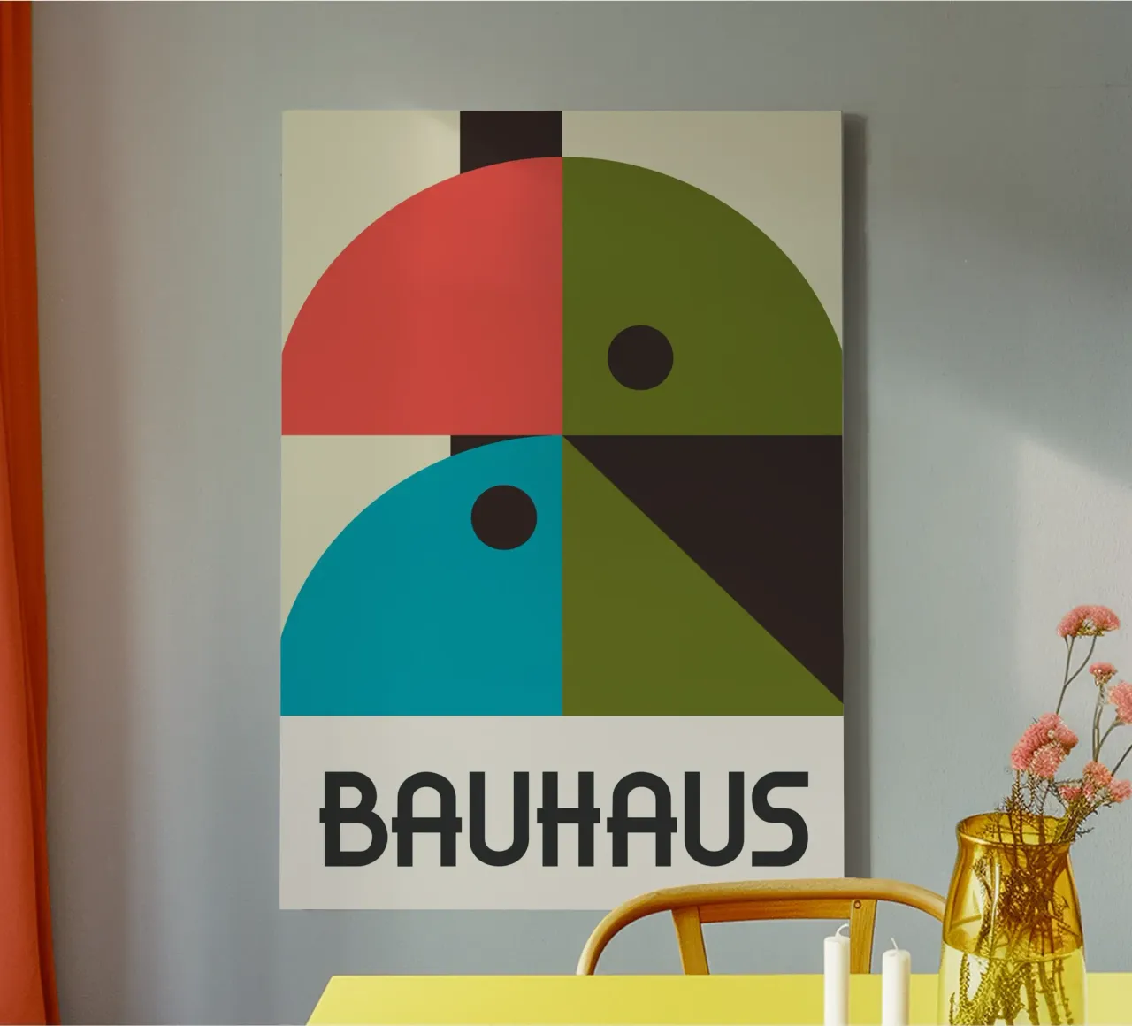 Bauhaus Pájaro Abstracto Formas Geométricas | Color Mediados de Siglo lienzo de Grungeo