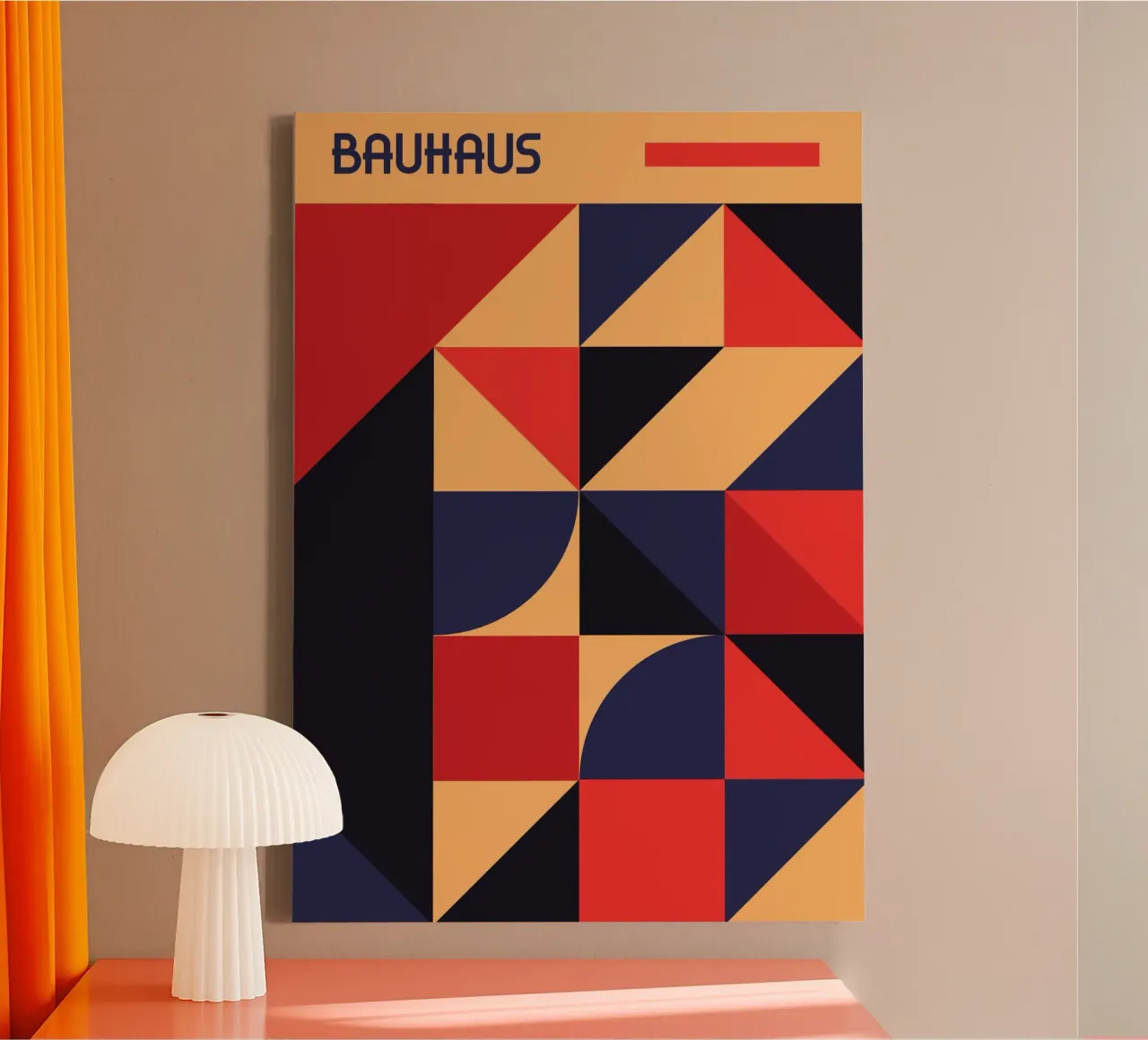 Bauhaus Geometrisches abstraktes Muster | Primärfarbblock Ar Leinwand von Grungeo