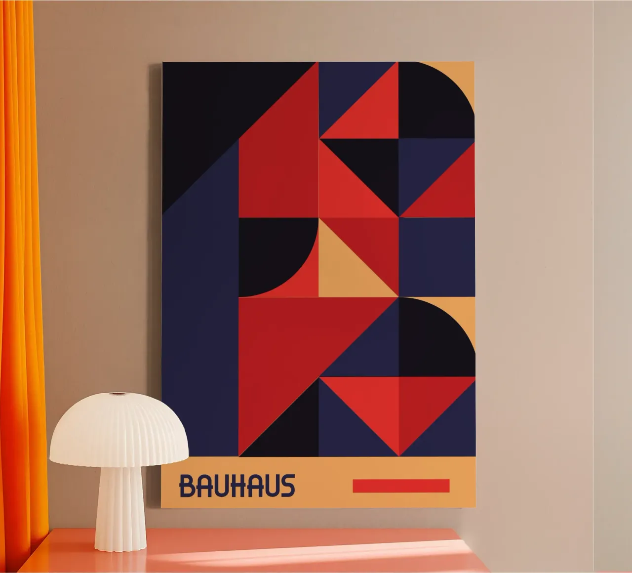 Bauhaus Geometric Shapes Bold Abstract De Stijl Print canvas by Grungeo