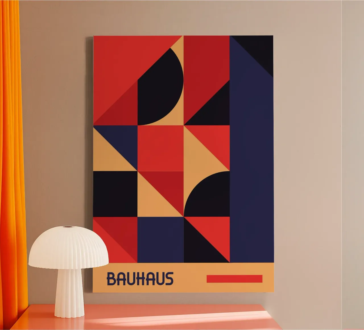 Bauhaus Geometric Colour Block Pattern | Mid-Century Abstrac lienzo de Grungeo