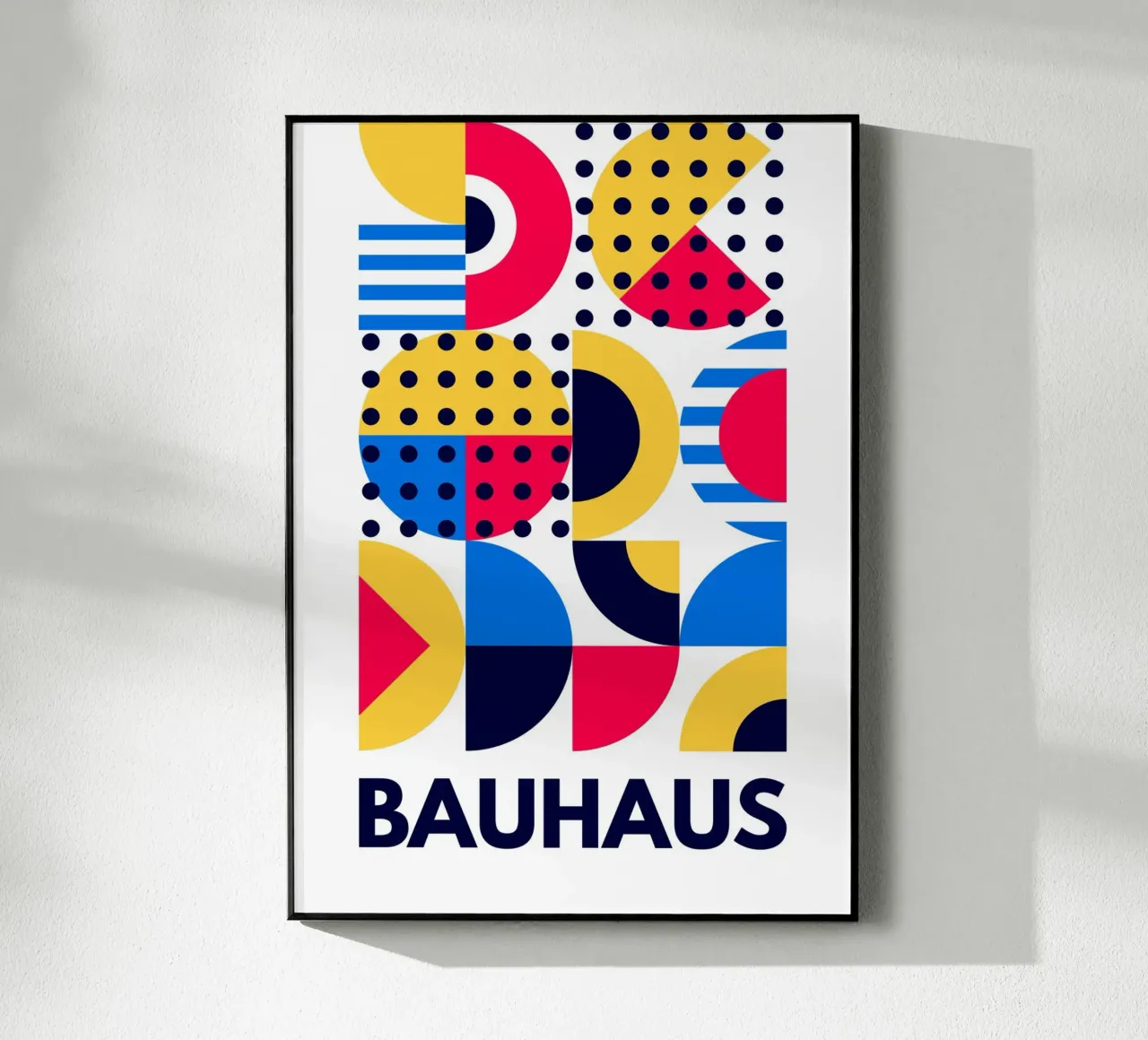 Bauhaus Primary Colors Abstract Geometric Shapes Póster metacrilato de Grungeo