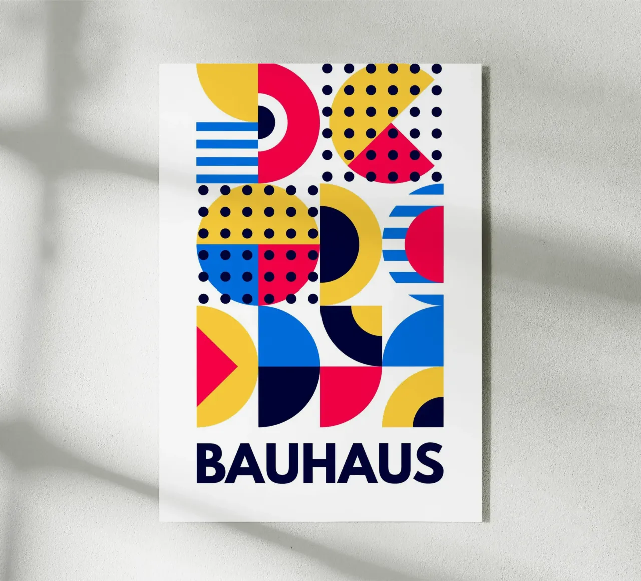 Bauhaus Primary Colors Abstract Geometric Shapes Póster metacrilato de Grungeo