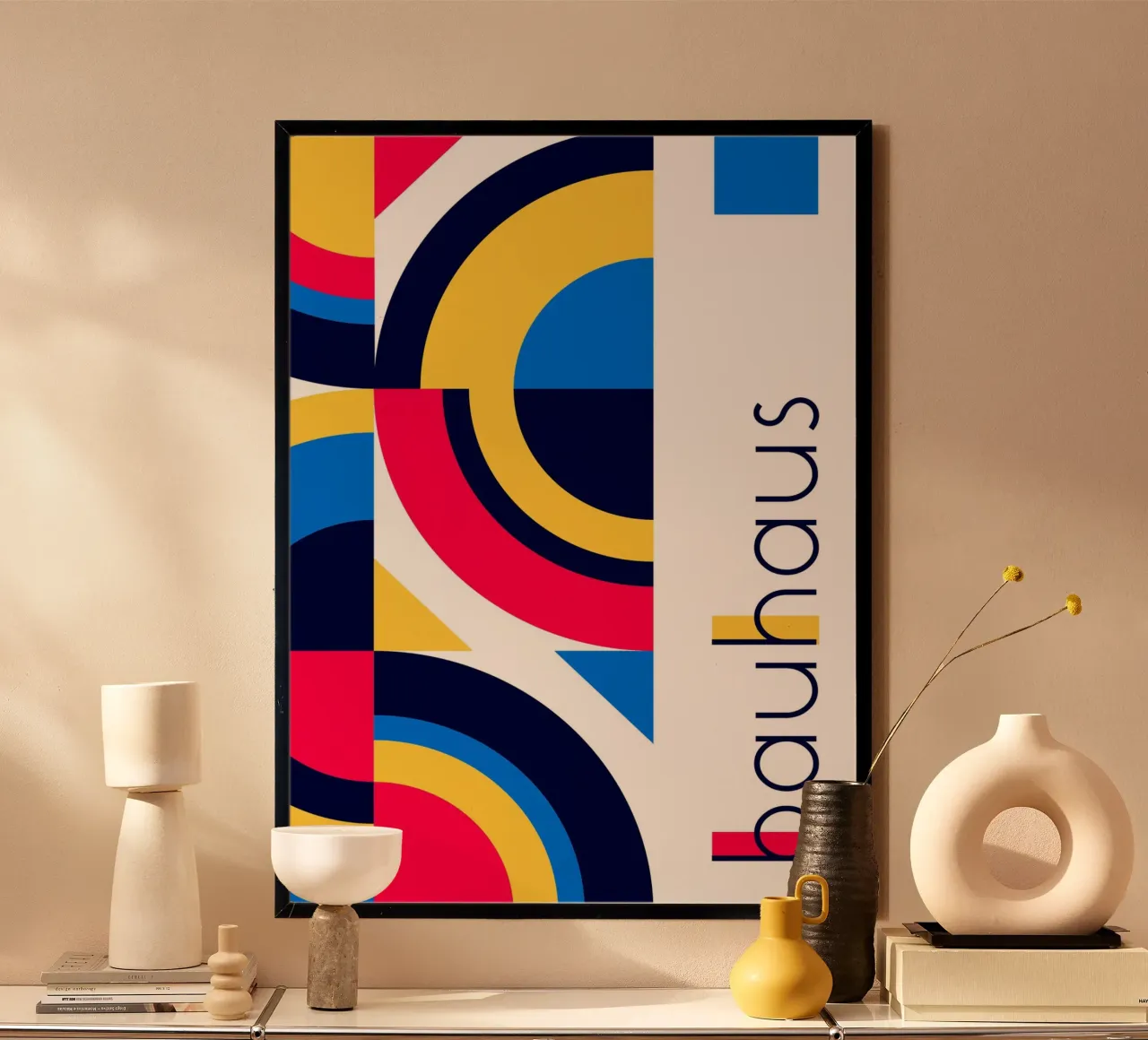 Bauhaus Primaire Kleur Abstract Raster | Geometrisch Midden Eeuw hahnemühle van Grungeo