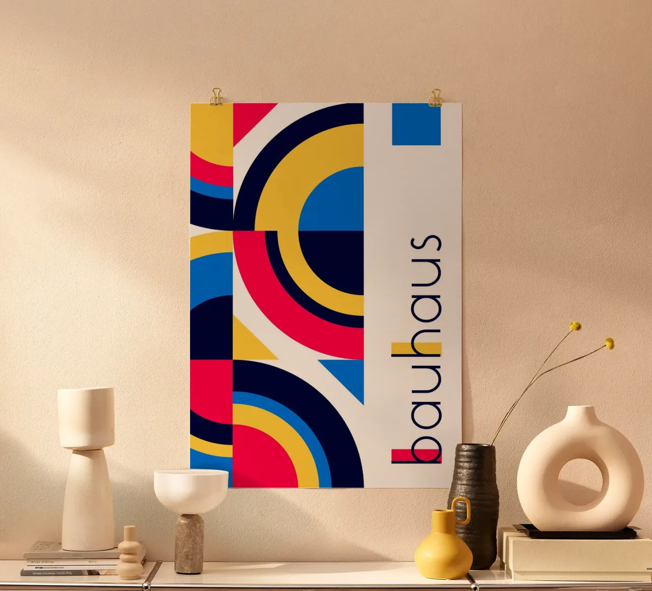 Bauhaus Primaire Kleur Abstract Raster | Geometrisch Midden Eeuw hahnemühle van Grungeo