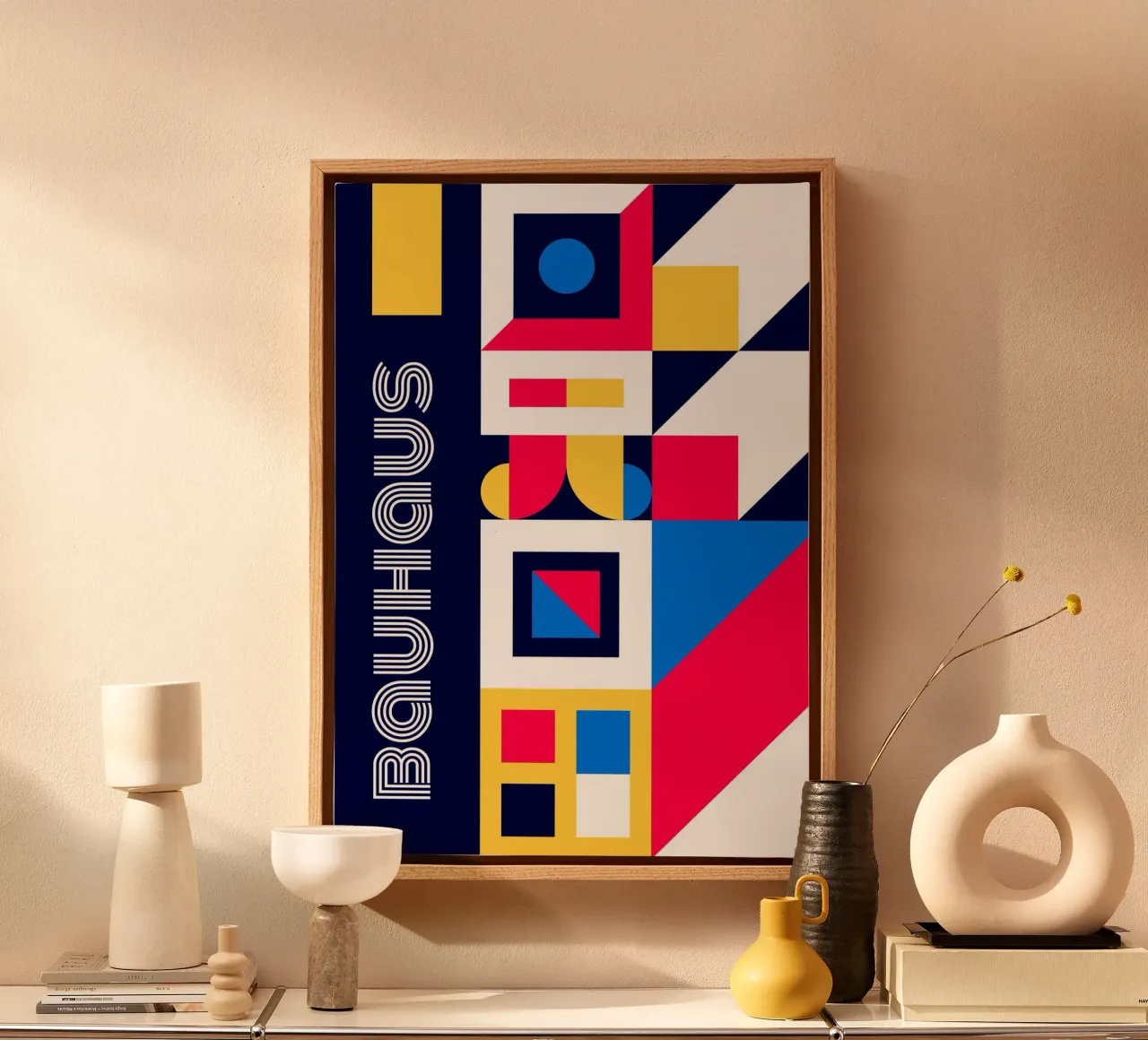 Bauhaus Primary Colors Geometric Abstract Layered Print canvas by Grungeo