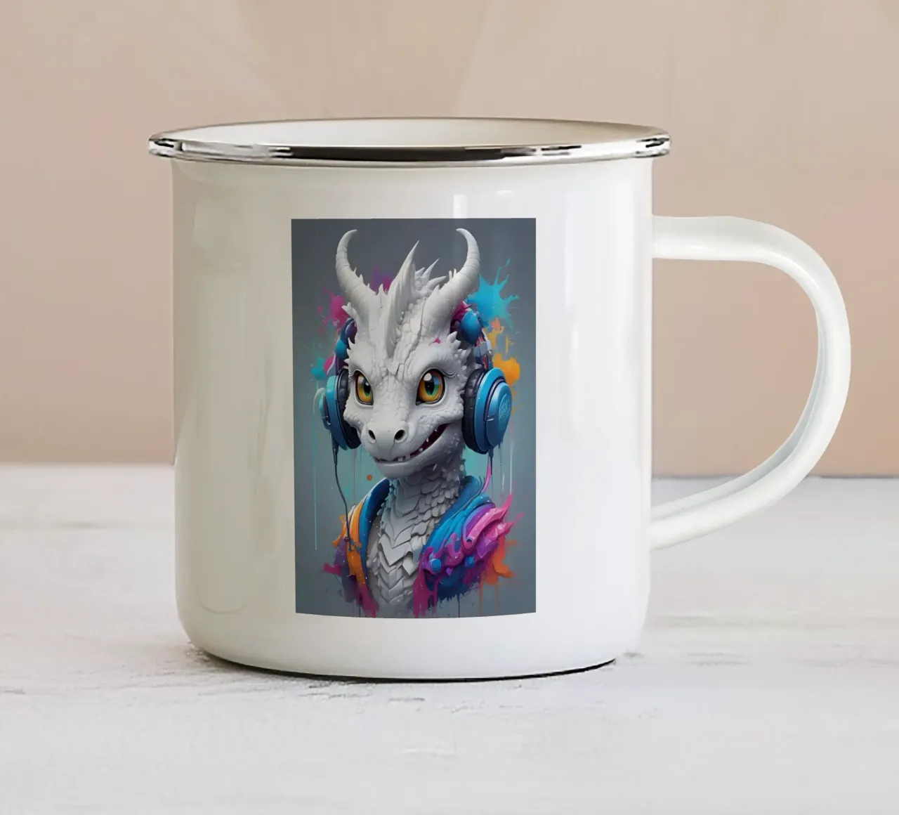 Musica del drago bianco tazza in smalto da MakArena