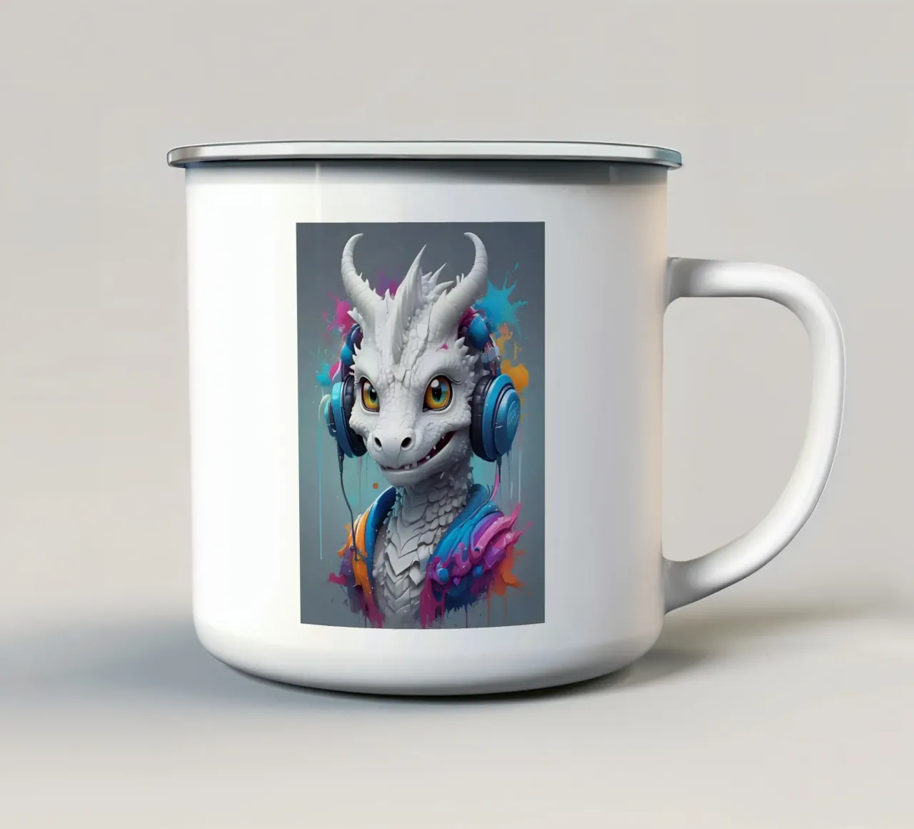 Musica del drago bianco tazza in smalto da MakArena