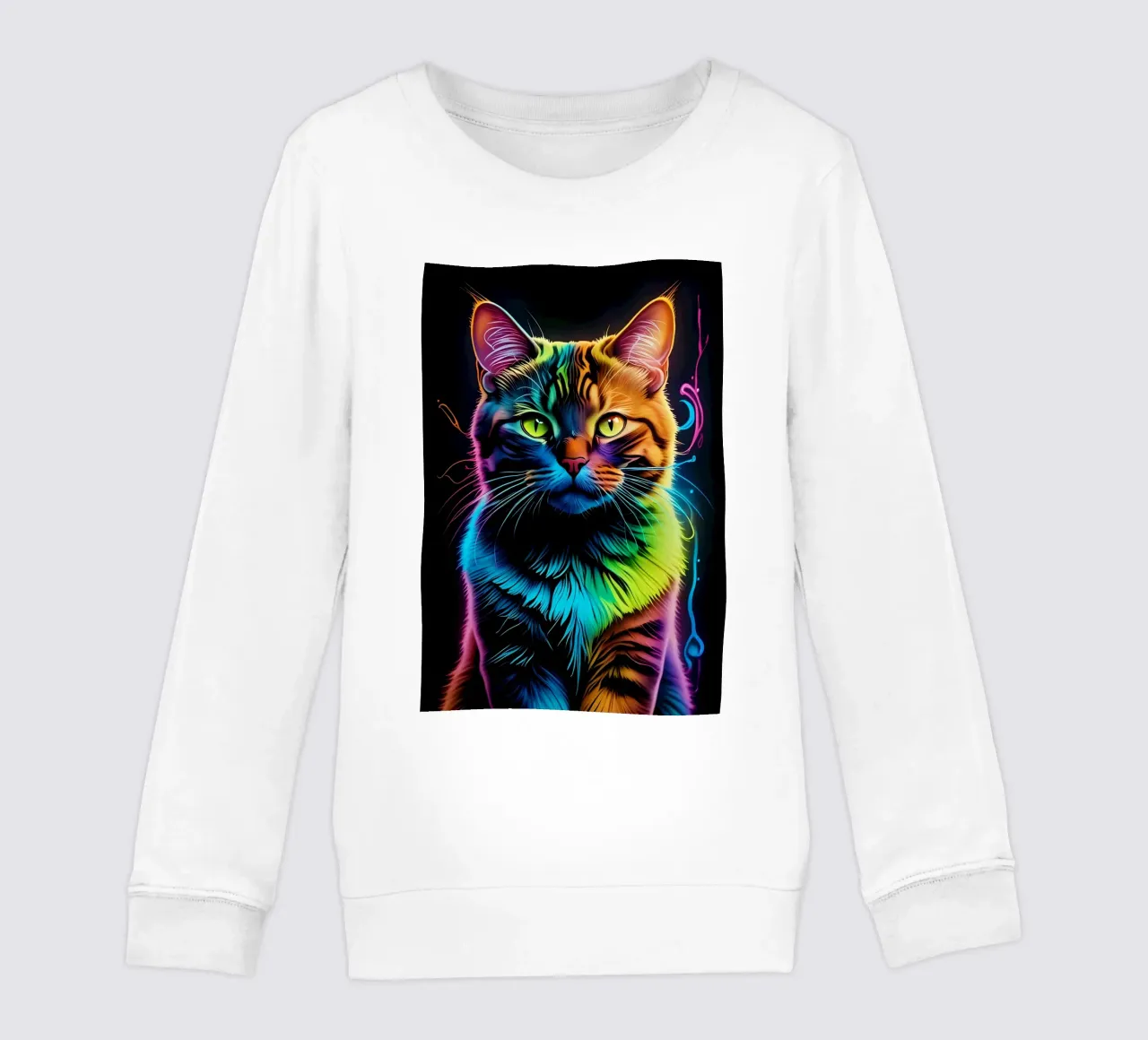 Gatto colorato al neon felpa bambino da MakArena