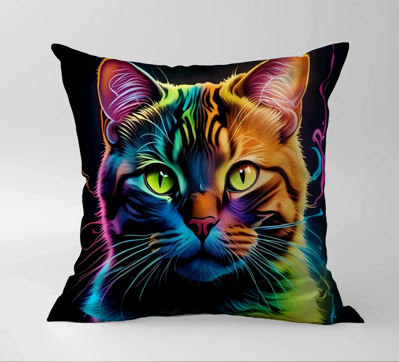 Gatto colorato al neon cuscino da MakArena