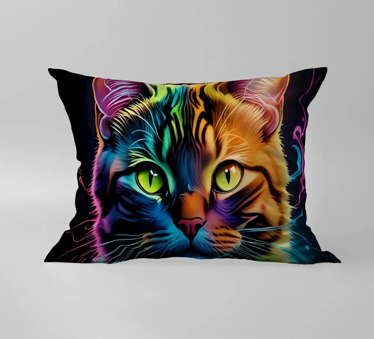Gatto colorato al neon cuscino da MakArena