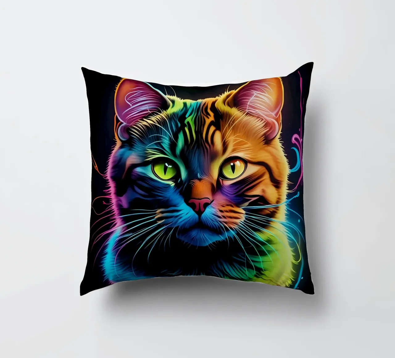 Gatto colorato al neon cuscino da MakArena