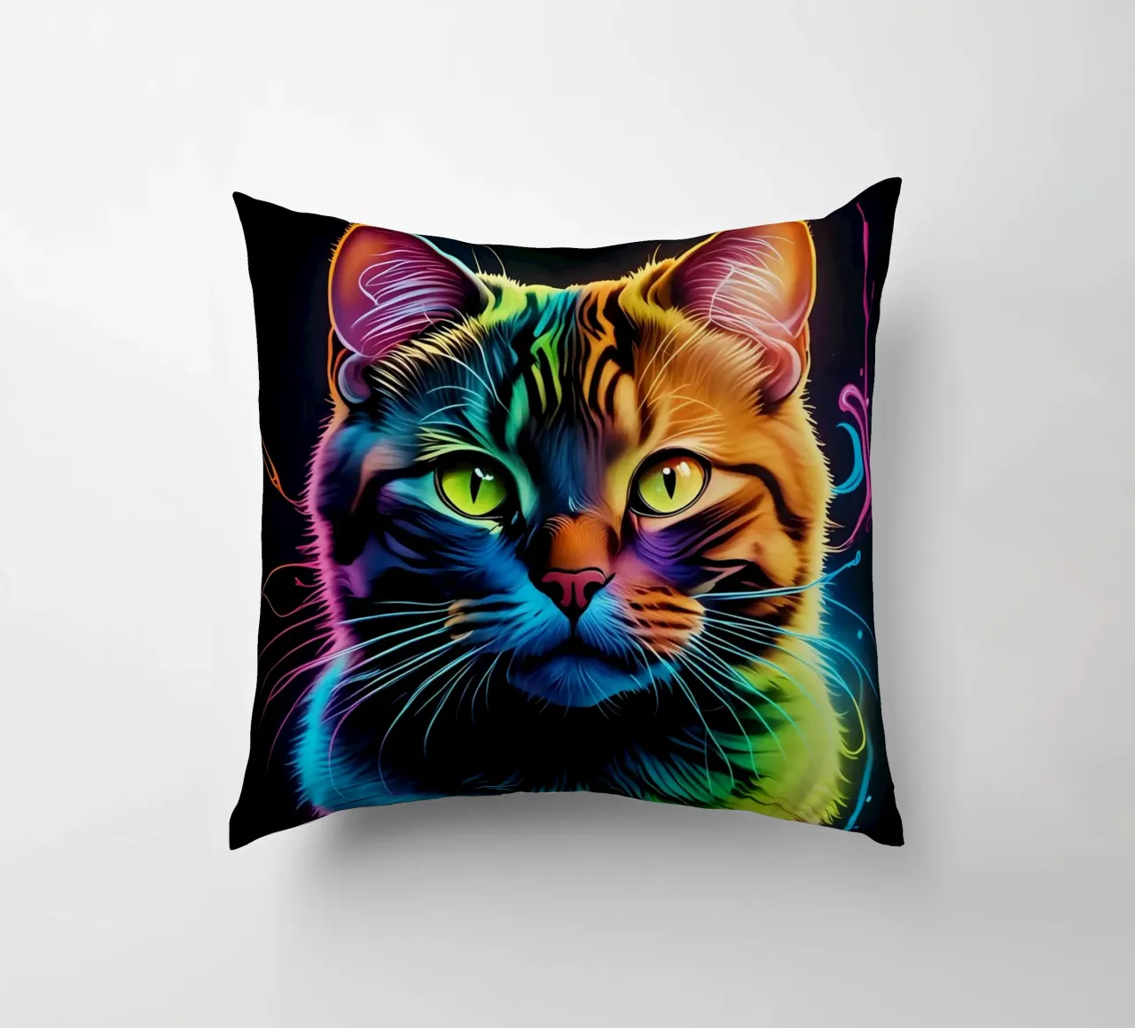 Gatto colorato al neon cuscino da MakArena