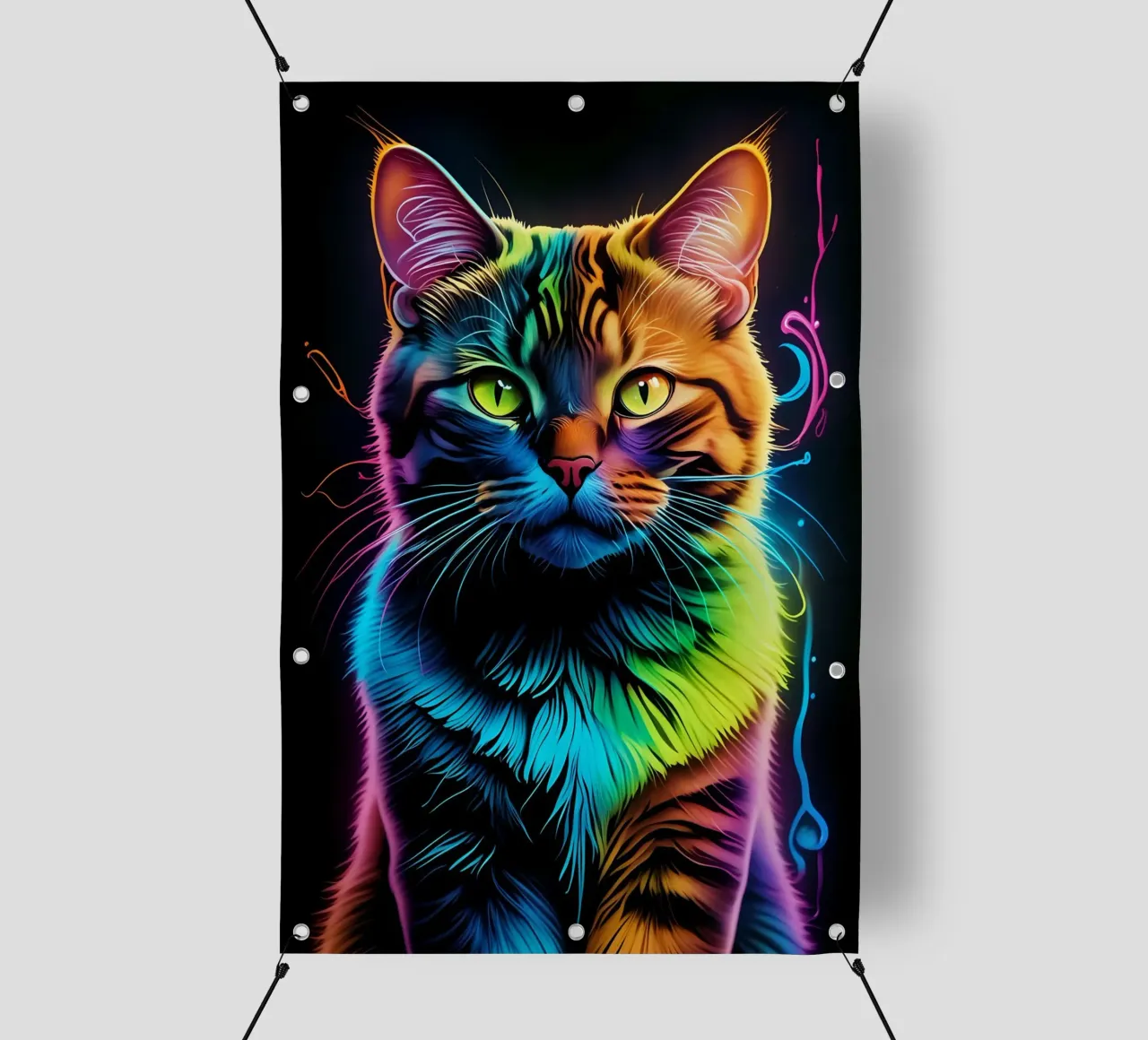 Gatto colorato al neon telo in pvc da MakArena