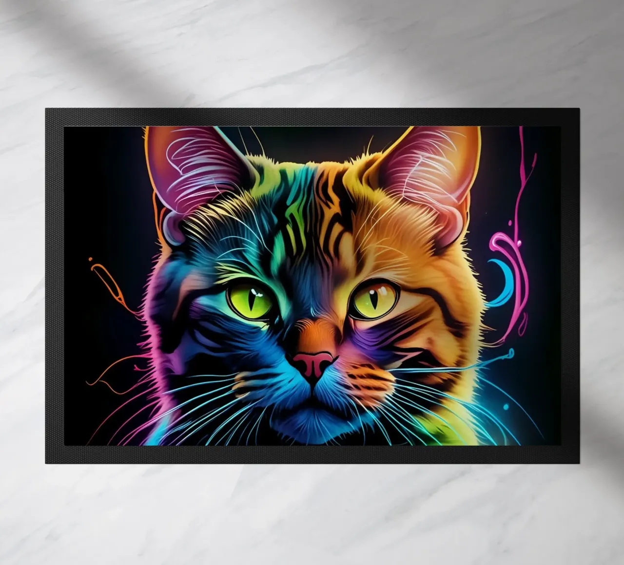 Gatto colorato al neon zerbino da MakArena