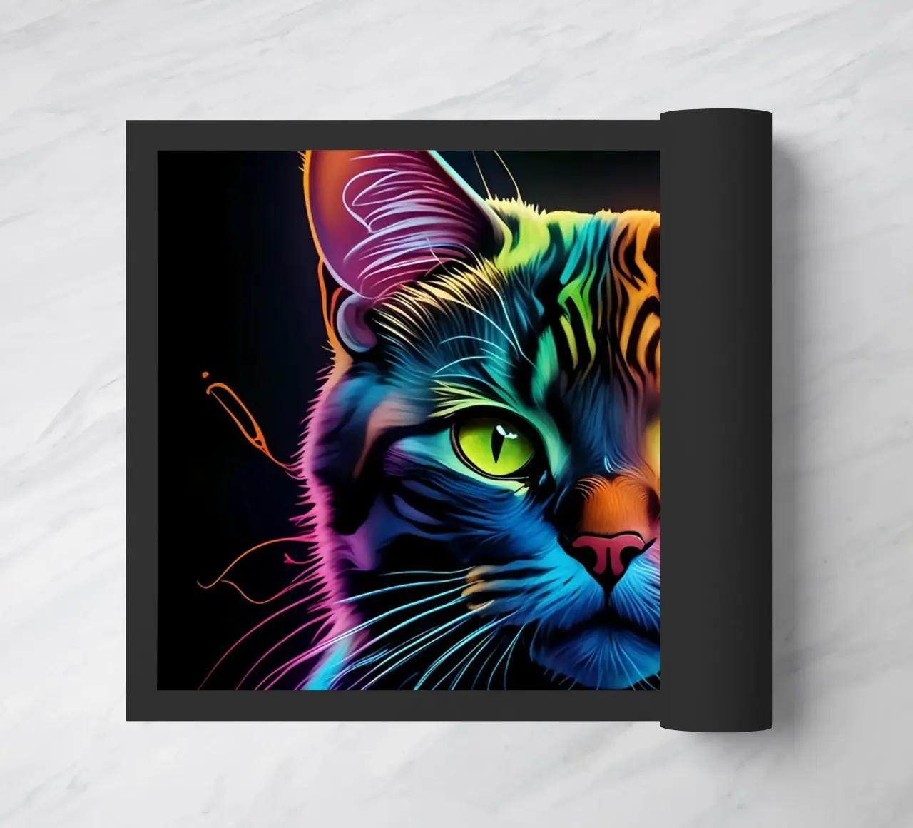 Gatto colorato al neon zerbino da MakArena