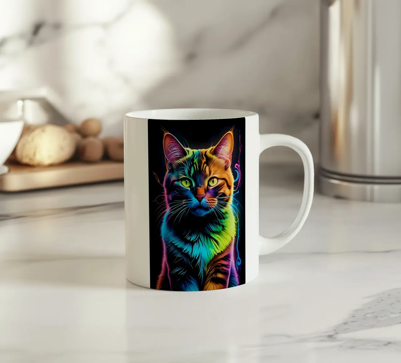 Gatto colorato al neon tazza in ceramica da MakArena