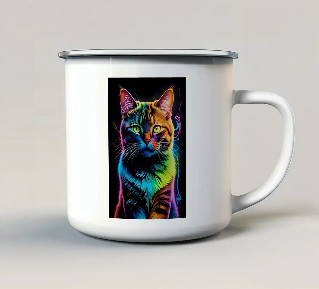 Gatto colorato al neon tazza in smalto da MakArena