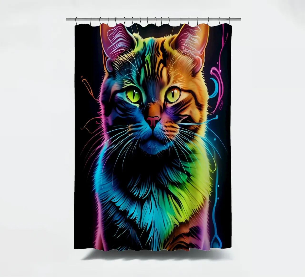 Gatto colorato al neon tenda da doccia da MakArena