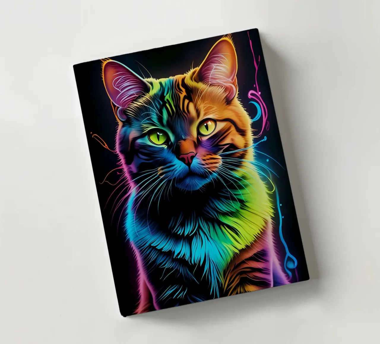 Cat neon colorful notebook by MakArena