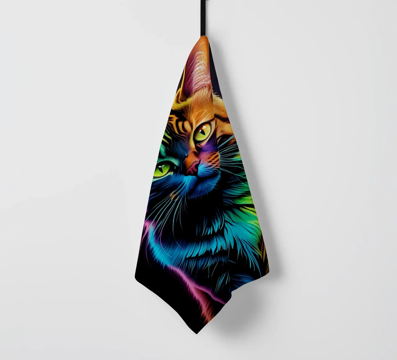 Gatto colorato al neon canovaccio da cucina da MakArena