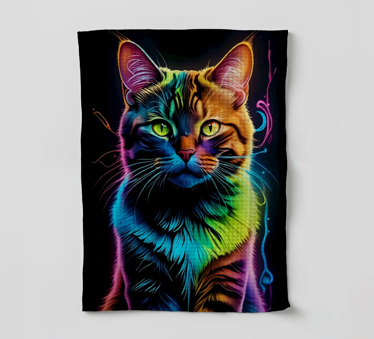 Gatto colorato al neon canovaccio da cucina da MakArena