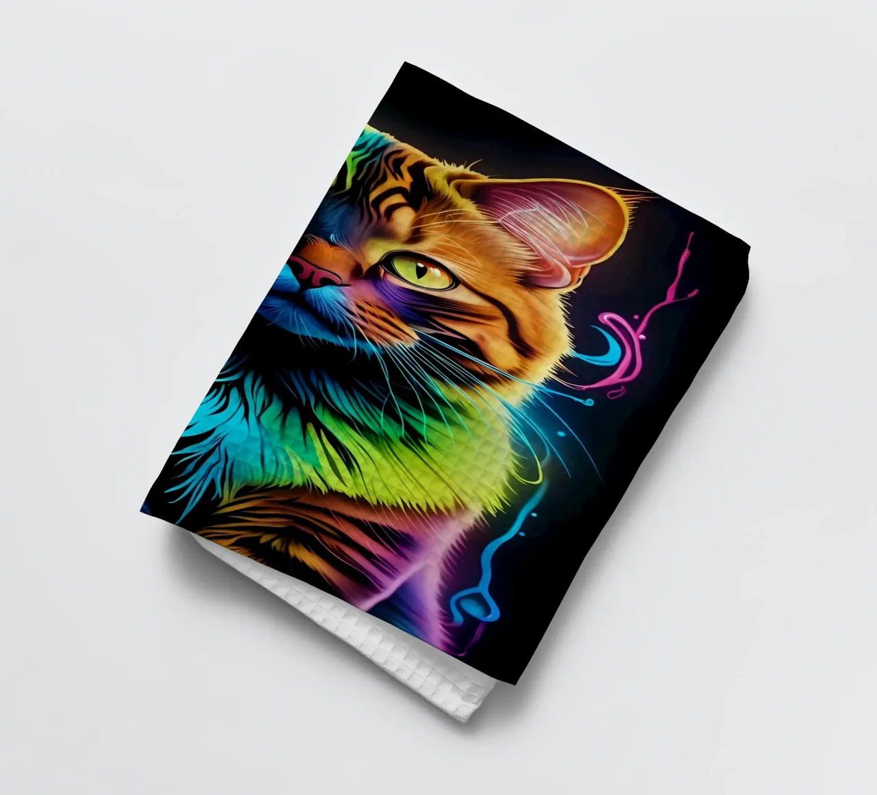 Gatto colorato al neon canovaccio da cucina da MakArena