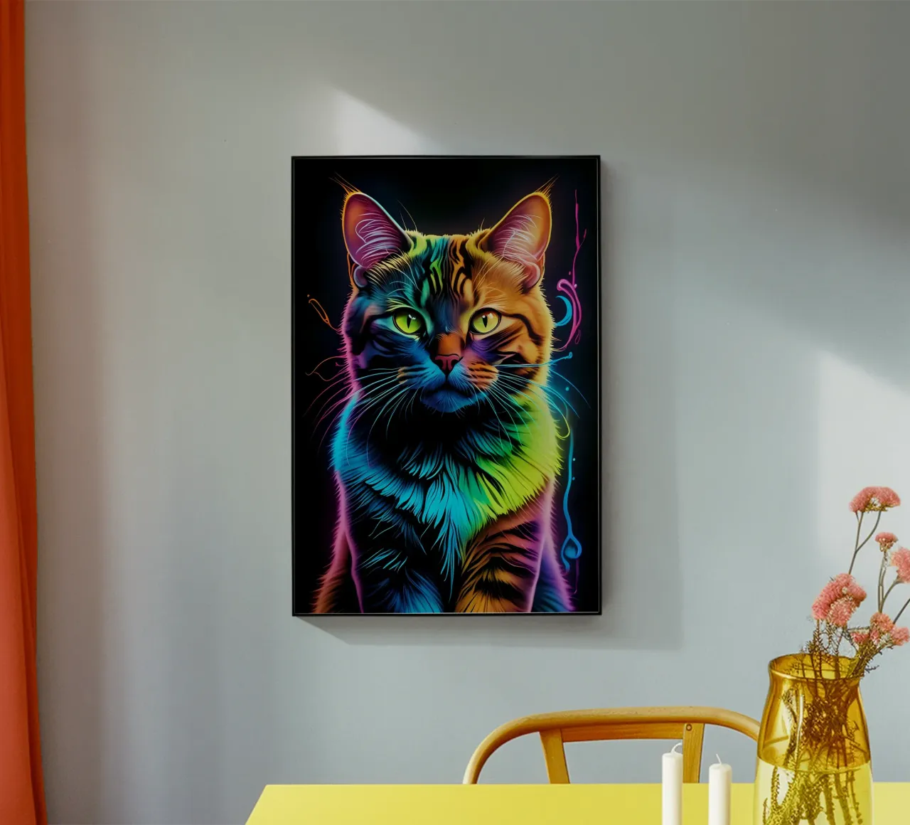Gatto colorato al neon plexiglass da MakArena