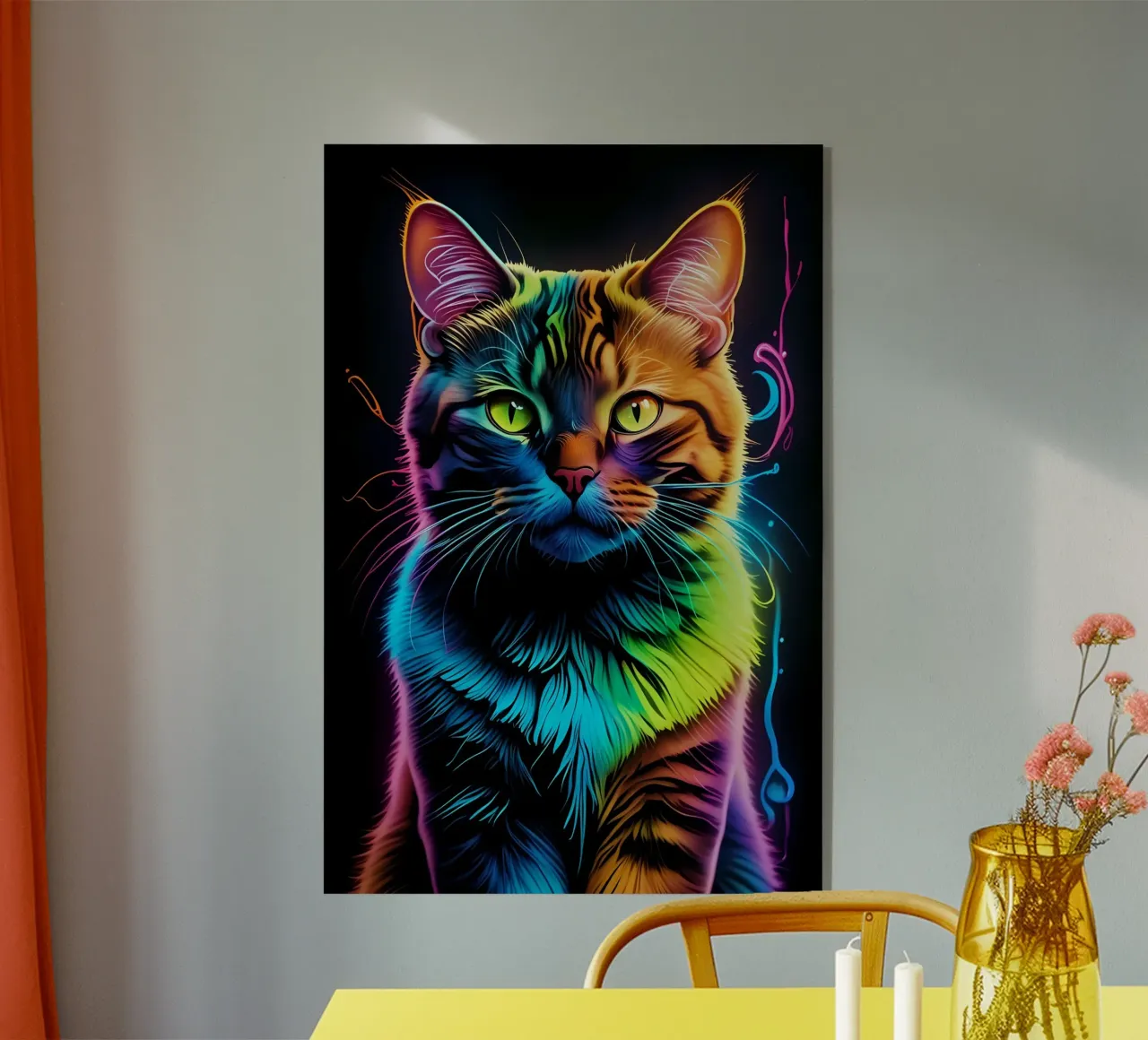 Gatto colorato al neon plexiglass da MakArena