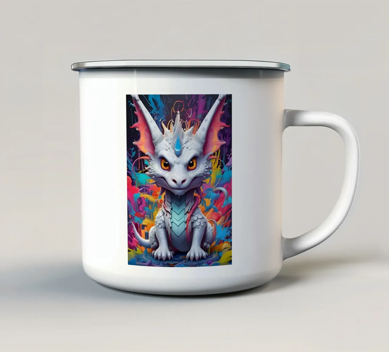 Piccolo drago bianco tazza in smalto da MakArena
