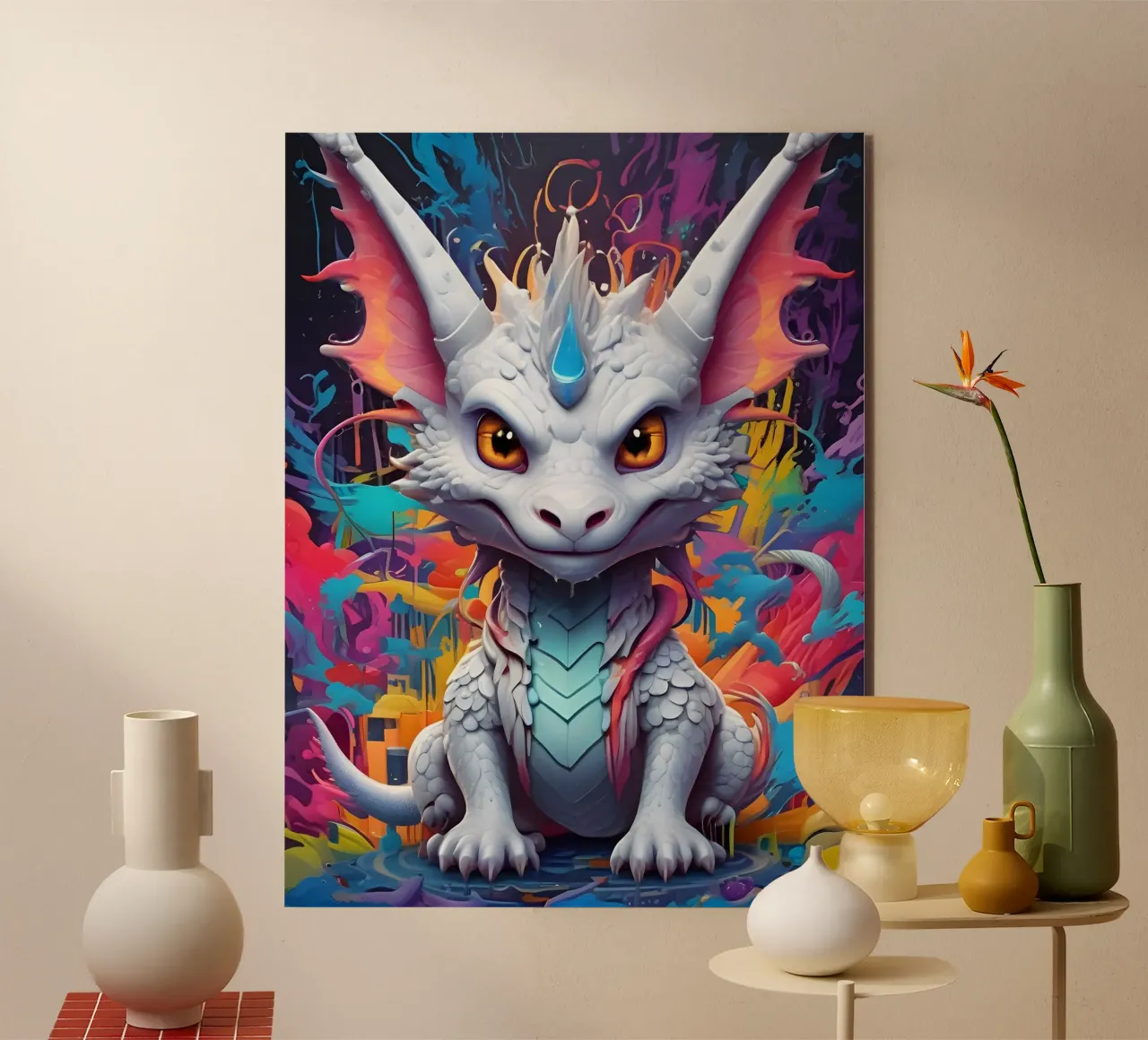 Piccolo drago bianco alluminio dibond da MakArena