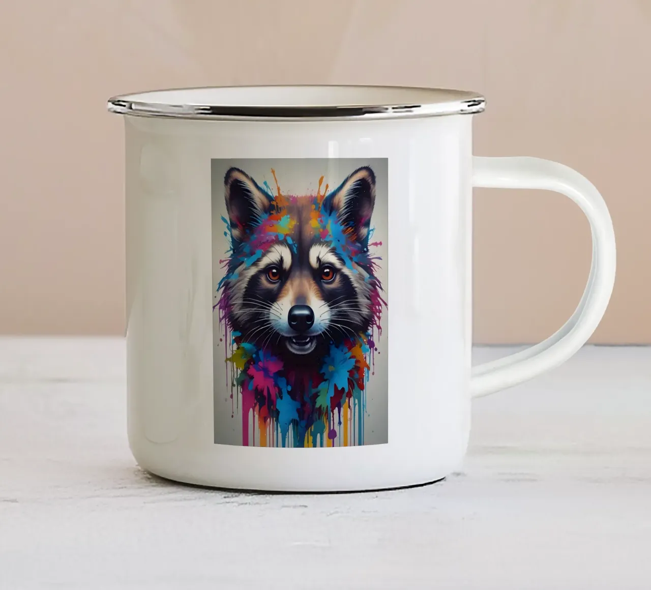 Arte del procione tazza in smalto da MakArena