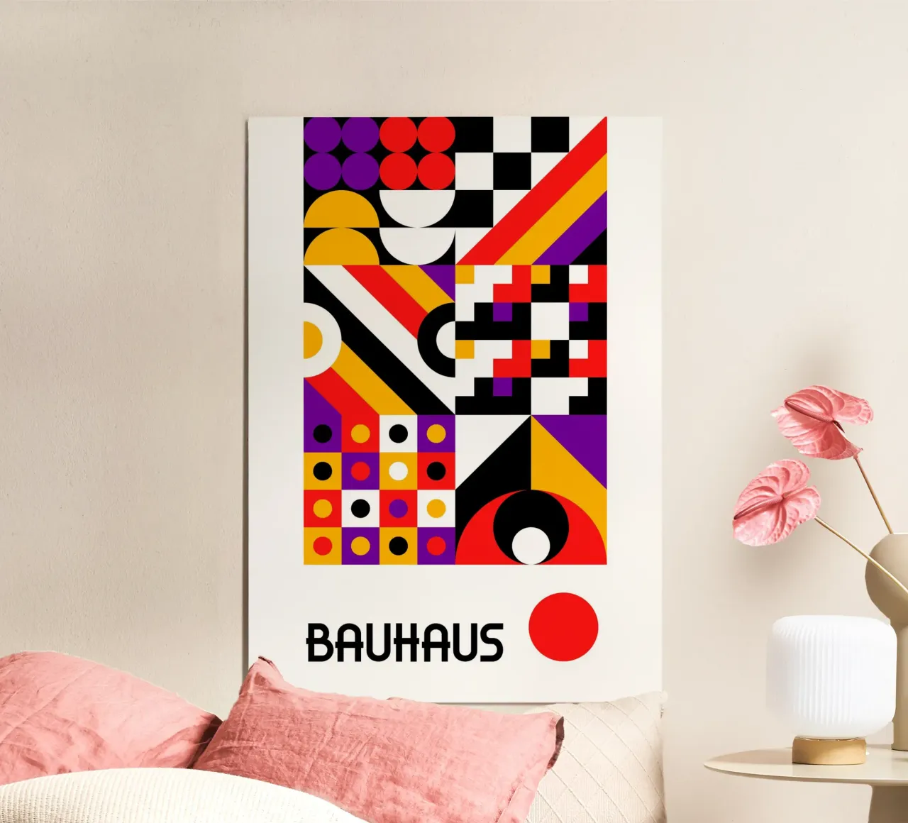 Bauhaus Forme geometriche complesse Stampa astratta a colori alluminio dibond da Grungeo