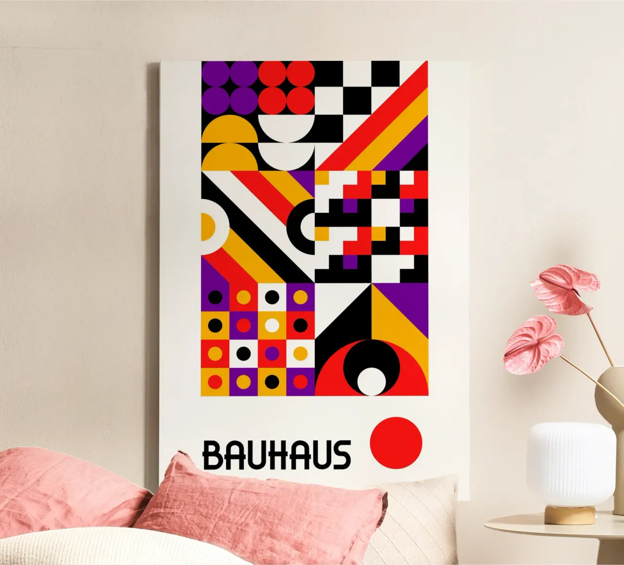 Bauhaus Forme geometriche complesse Stampa astratta a colori tela da Grungeo
