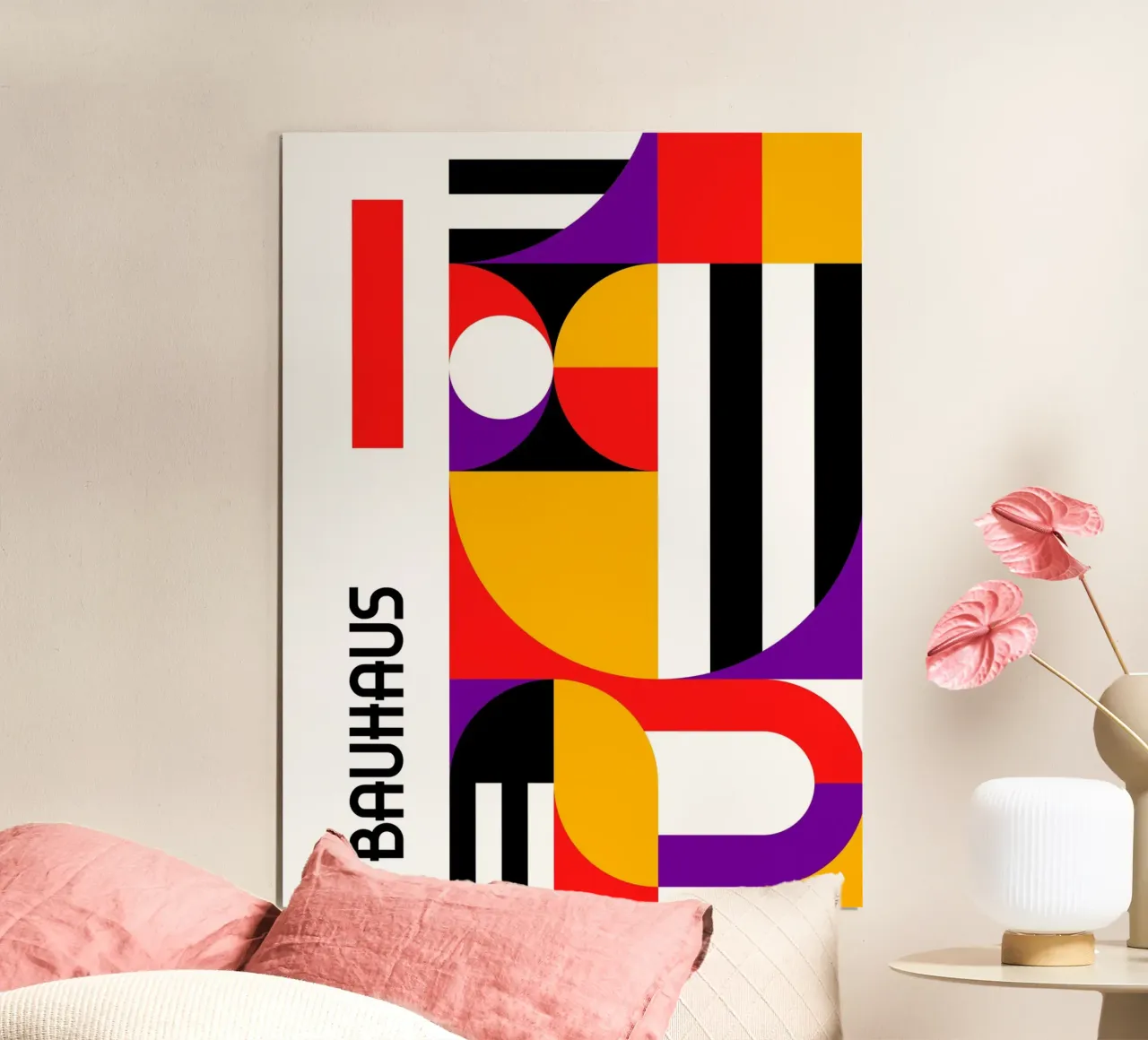 Bauhaus Geometric Shapes Vivid Abstract Color Print Vertical hahnemühle de Grungeo