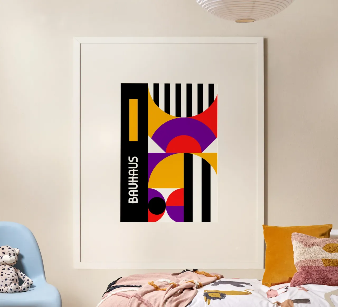 Bauhaus Bold Geometric Abstract | Purple Red Yellow Stripe P carta hahnemühle da Grungeo