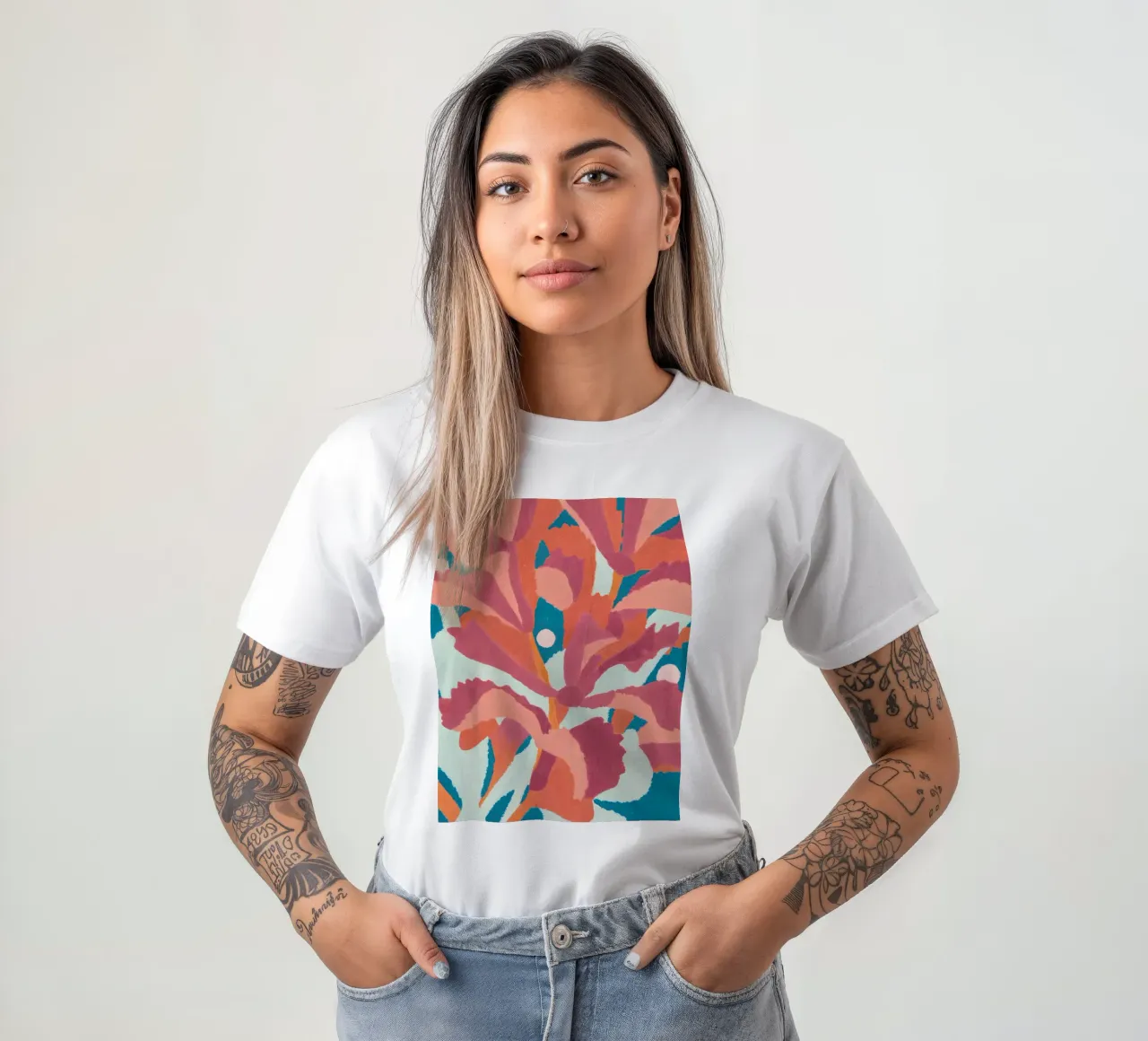 Abstract Bloom - Poster d'arte floreale moderna t-shirt da Studio Sori