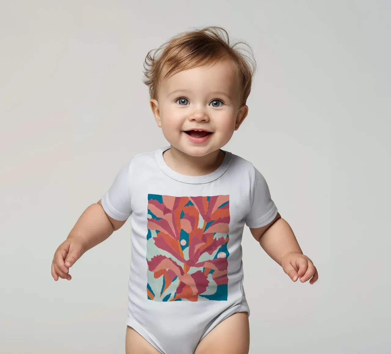 Abstract Bloom - Poster d'arte floreale moderna body neonato maniche corte da Studio Sori