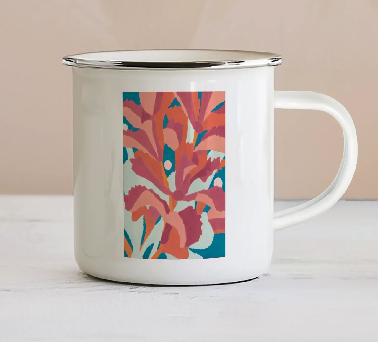 Abstract Bloom - Poster d'arte floreale moderna tazza in smalto da Studio Sori