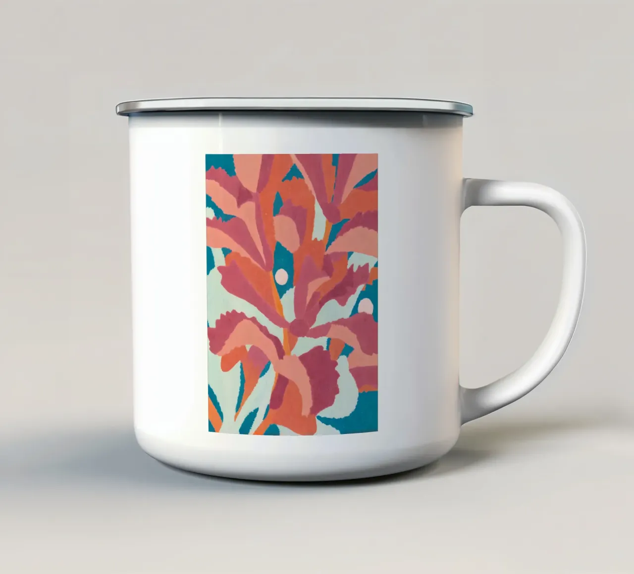 Abstract Bloom - Poster d'arte floreale moderna tazza in smalto da Studio Sori