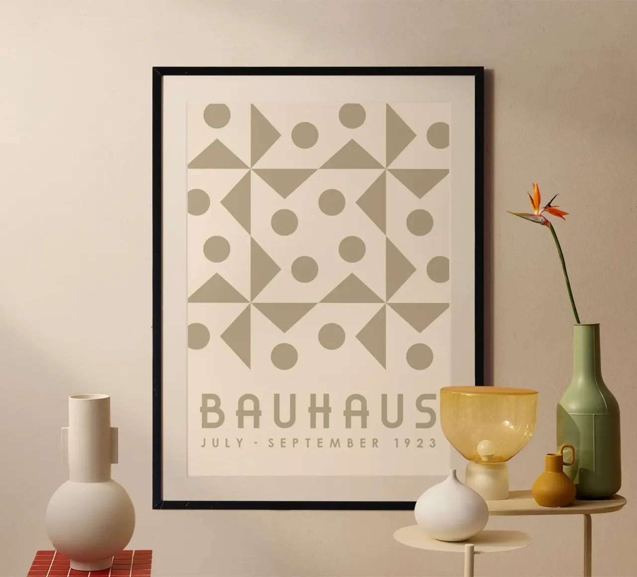 Bauhaus Forme geometriche Neutro Beige Stampa minimalista carta hahnemühle da Grungeo