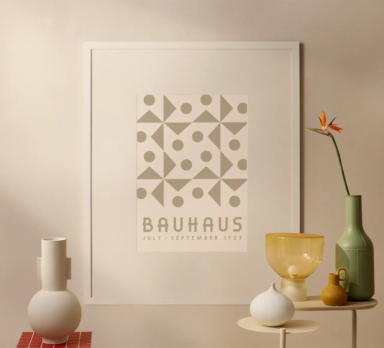 Bauhaus Forme geometriche Neutro Beige Stampa minimalista carta hahnemühle da Grungeo