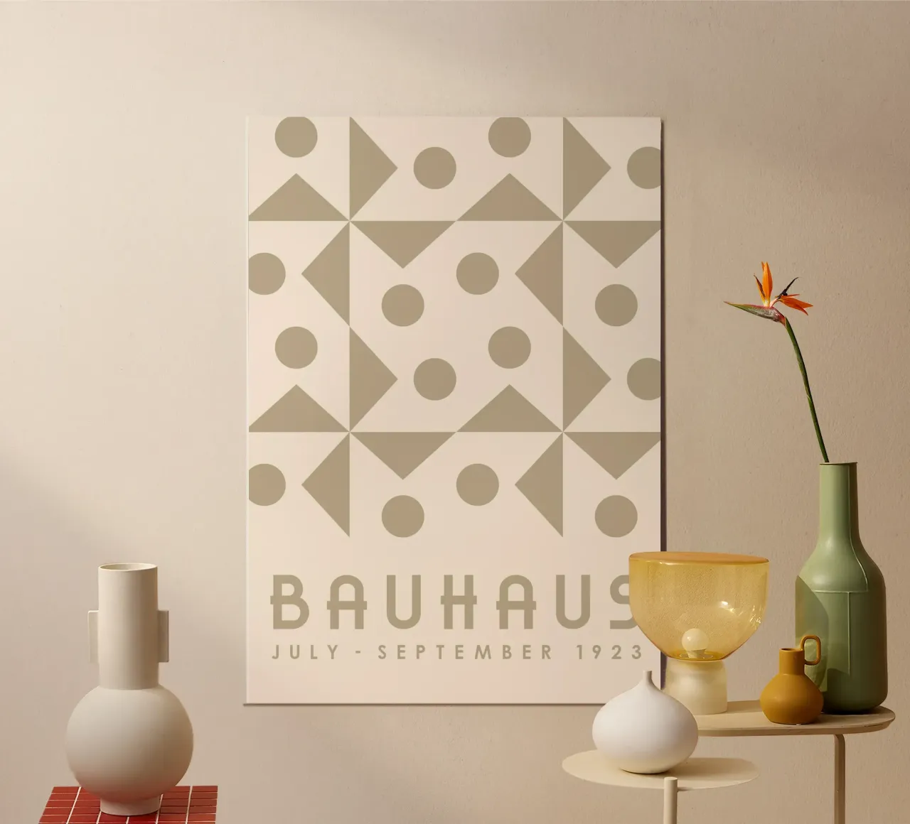Bauhaus Forme geometriche Neutro Beige Stampa minimalista carta hahnemühle da Grungeo
