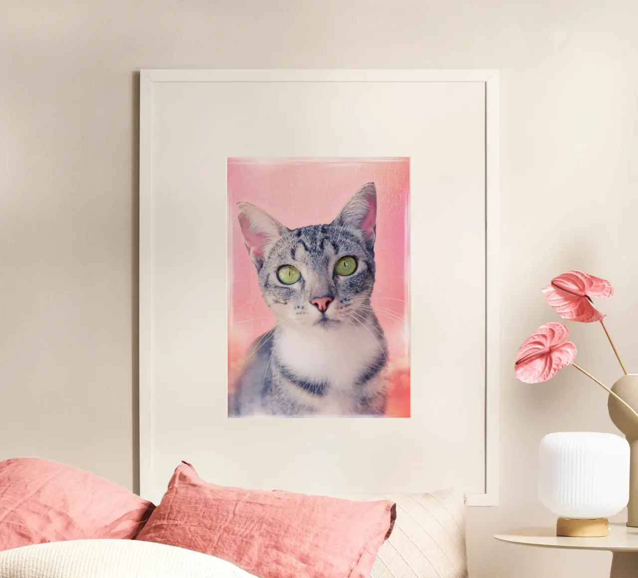 Katze mit grünen Apfelaugen Poster von Eva Nev Photography