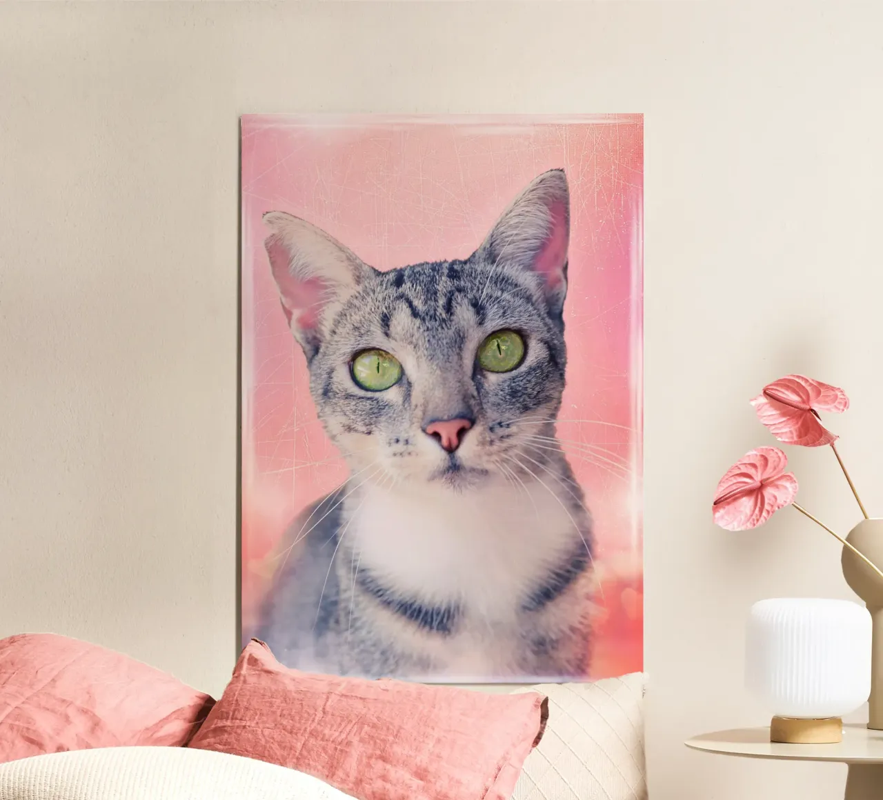 Katze mit grünen Apfelaugen Poster von Eva Nev Photography