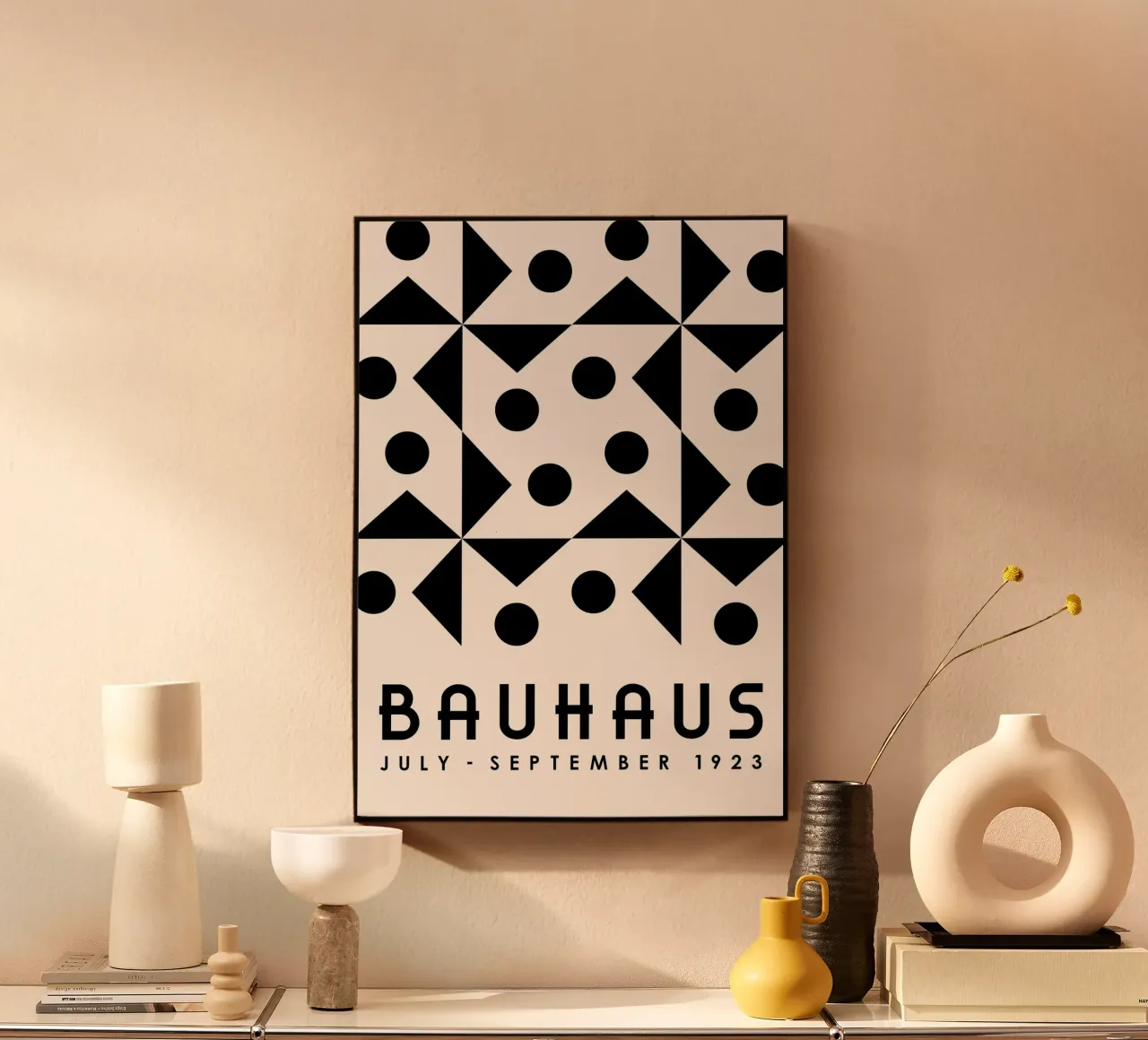 Bauhaus Forme geometriche bianco nero Minimalismo Op Art alluminio dibond da Grungeo