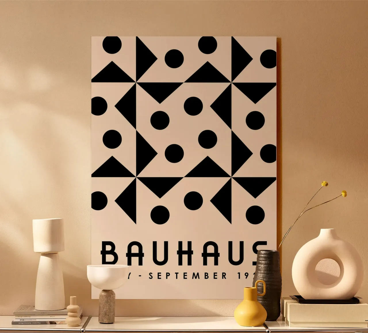 Bauhaus Forme geometriche bianco nero Minimalismo Op Art alluminio dibond da Grungeo