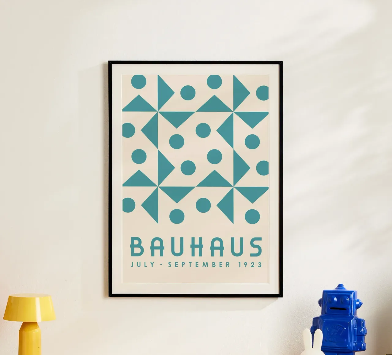 Bauhaus 1923 Geometric Teal Triangle Circle Pattern Art poster da Grungeo